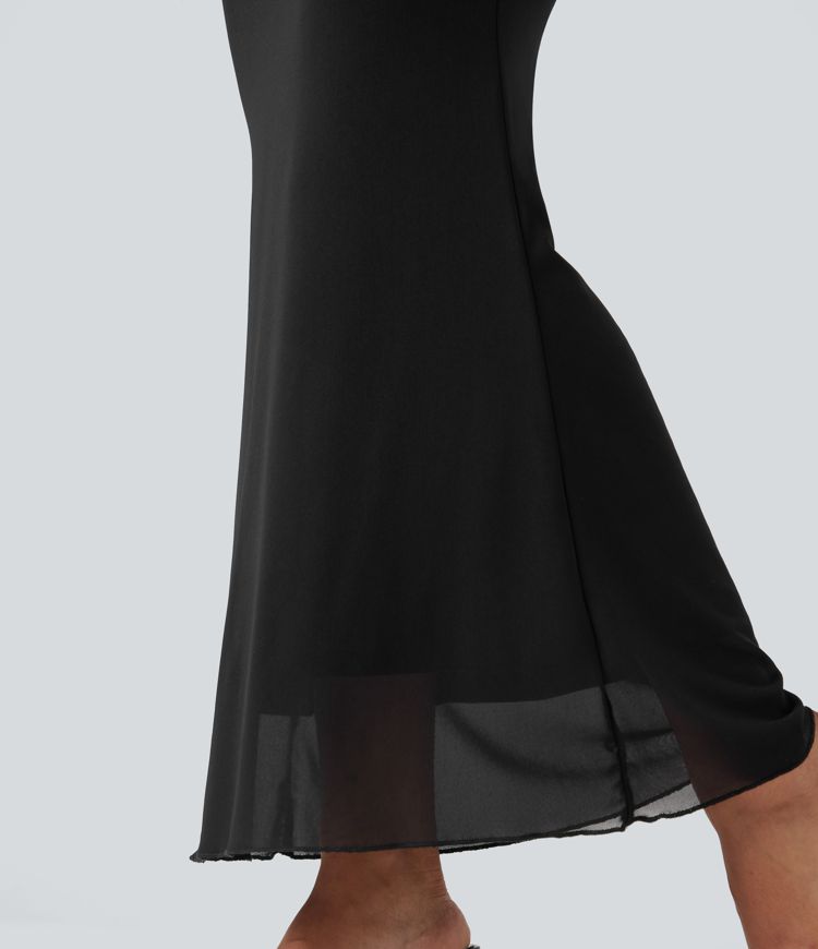 Falda maxi ajustada de talle alto con cordones