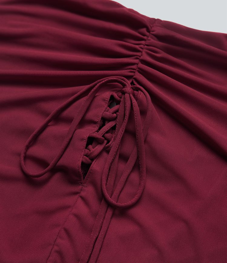 Falda maxi ajustada de talle alto con cordones