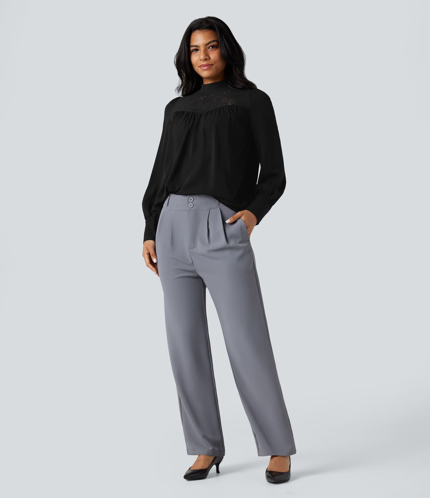 Chemise de travail à manches longues, dents contrastées