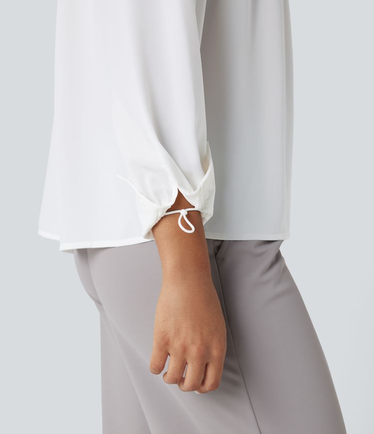 Mock Neck Long Sleeve Contrast Lace Work Shirt