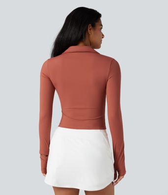 SoftlyZero™ top deportivo de yoga, ligero y transpirable, cuello redondo, manga larga con abertura para el pulgar, tacto fresco, UPF50+