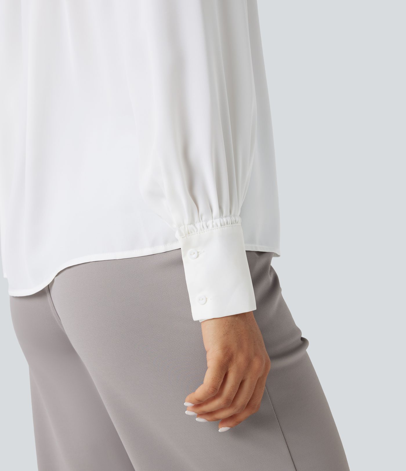 Mock Neck Long Sleeve Contrast Lace Work Shirt