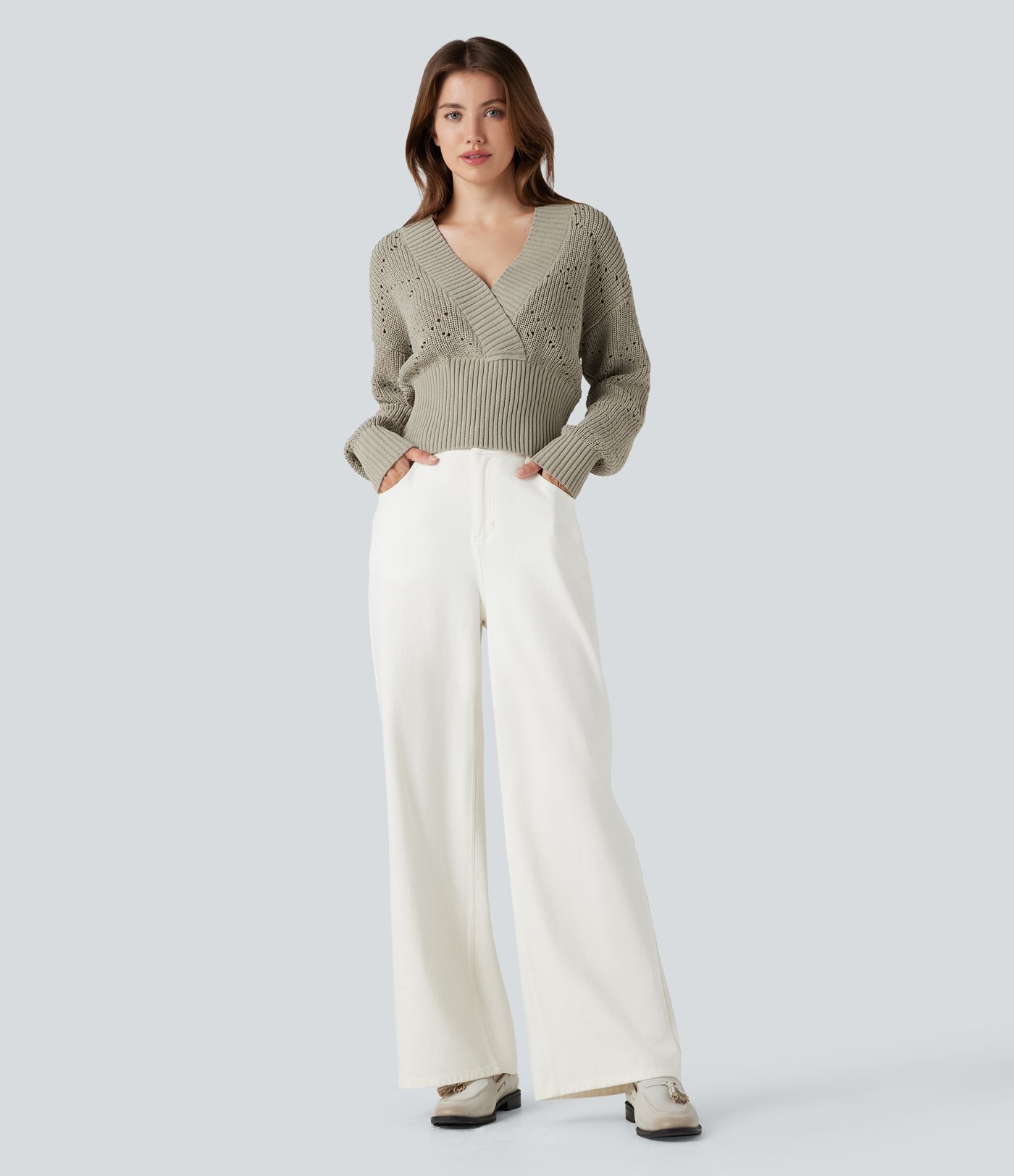 Arbeitspullover mit V-Ausschnitt und langen Ärmeln