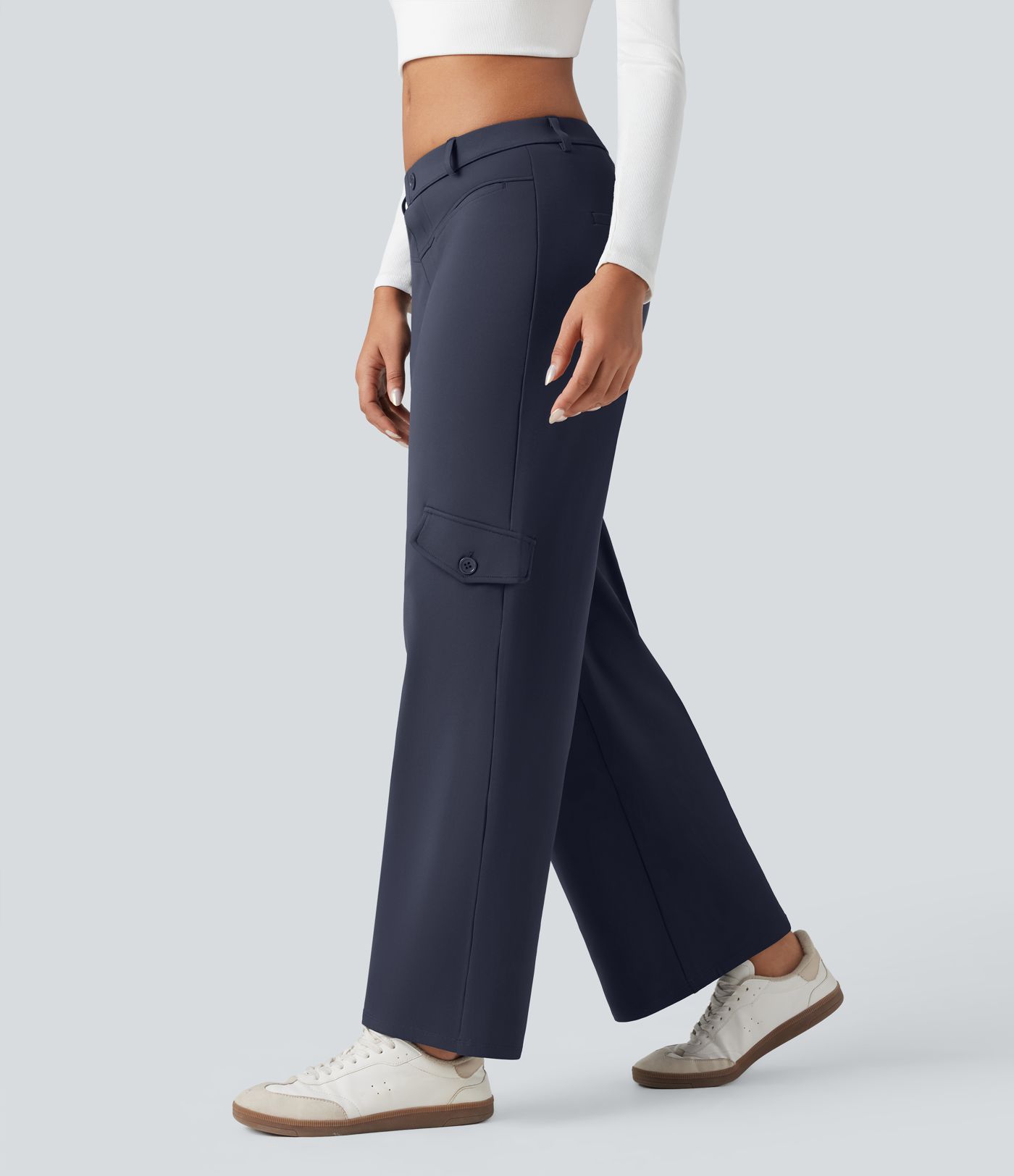 SoftlyZero™ Plush Thermal Mid Rise Work Straight-leg Pants with Pockets