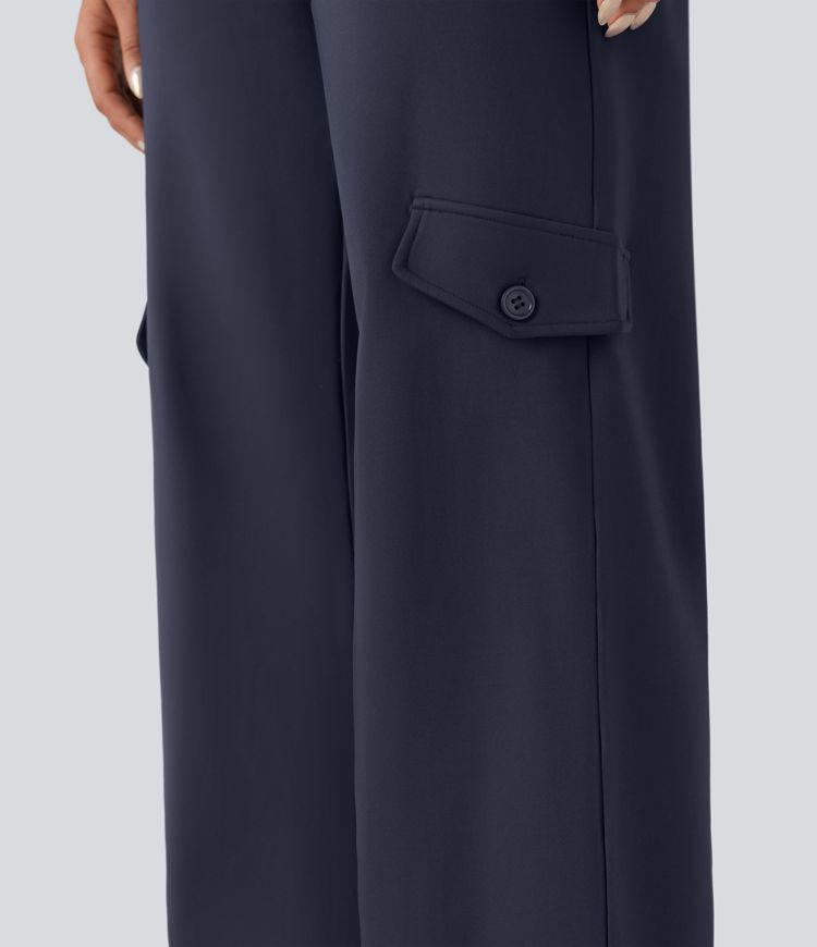 SoftlyZero™ Plush Thermal Mid Rise Work Straight-leg Pants with Pockets