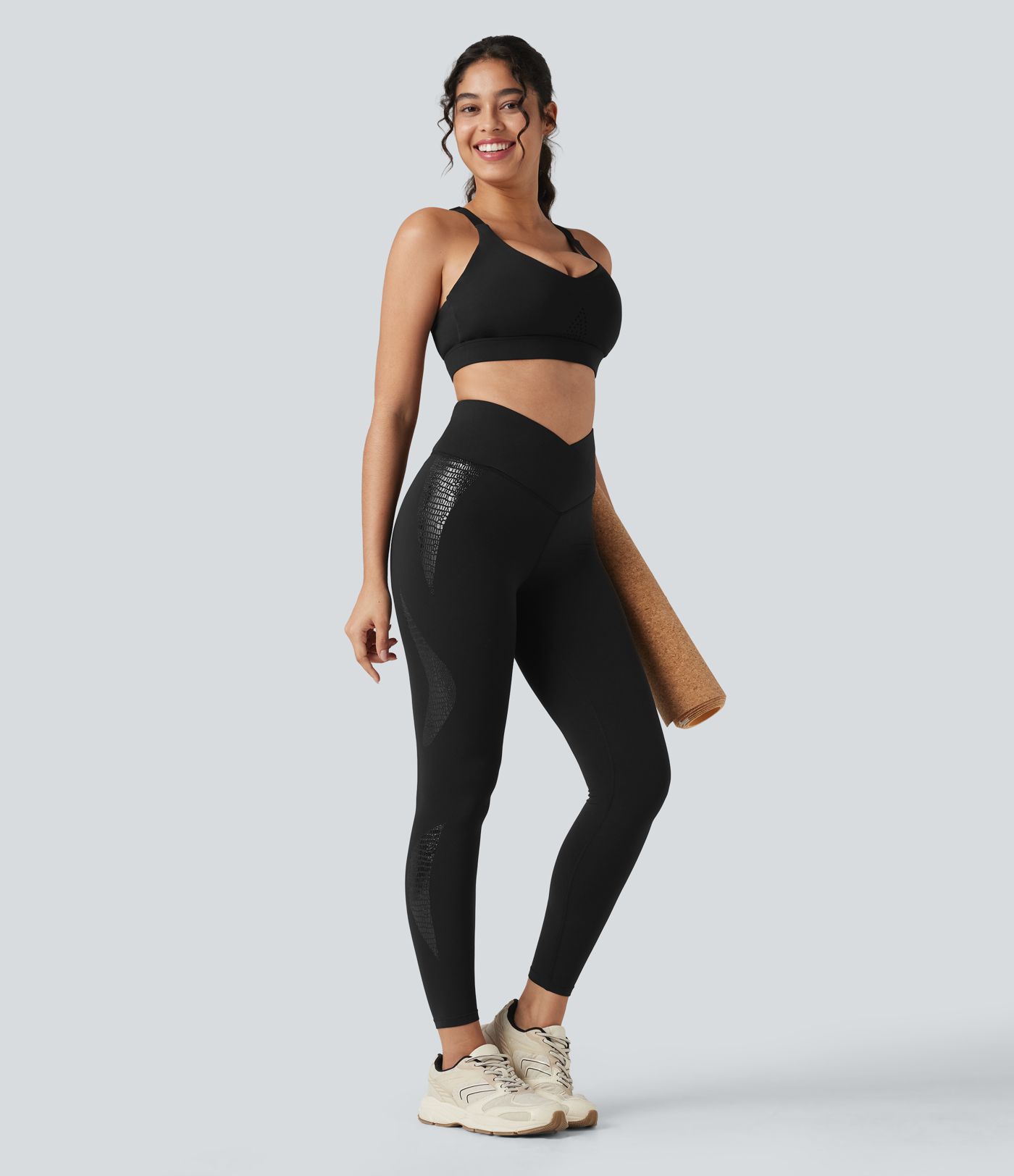 SoftlyZero™ Crossover High Waisted Yoga 7/8 Leggings with Pocket-UPF50+