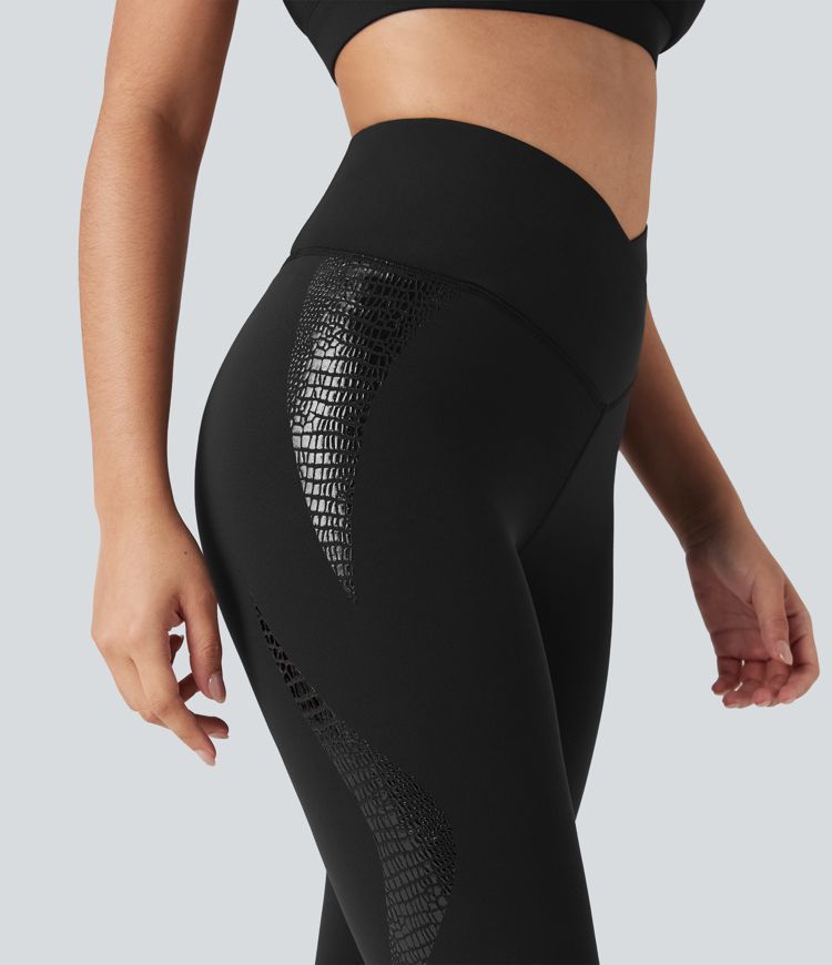 SoftlyZero™ Crossover High Waisted Yoga 7/8 Leggings with Pocket-UPF50+