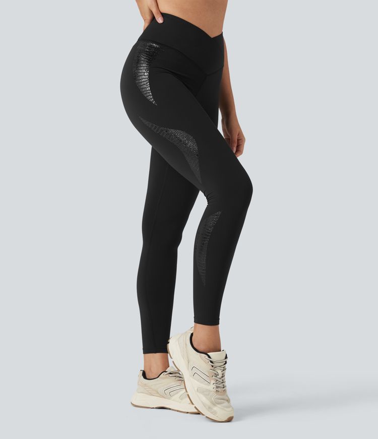 SoftlyZero™ Crossover High Waisted Yoga 7/8 Leggings with Pocket-UPF50+