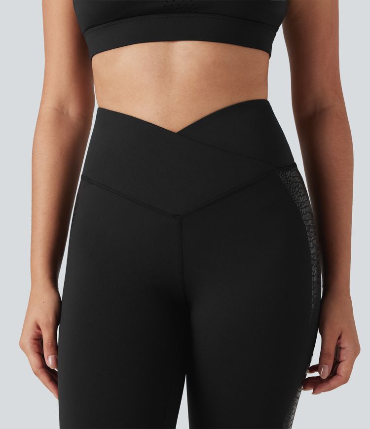 SoftlyZero™ Crossover High Waisted Yoga 7/8 Leggings with Pocket-UPF50+