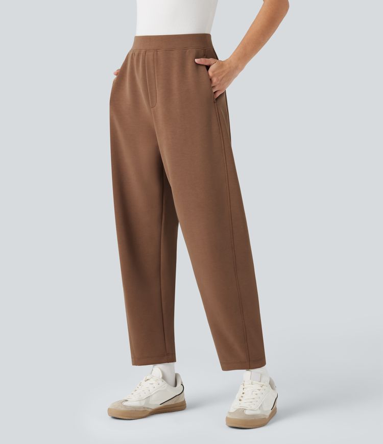 Pantalon décontracté SpacerTek™ taille haute, coupe relax large 7/8, avec poches