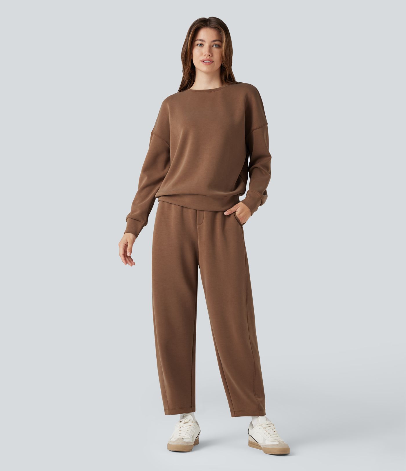 Pantalon décontracté SpacerTek™ taille haute, coupe relax large 7/8, avec poches