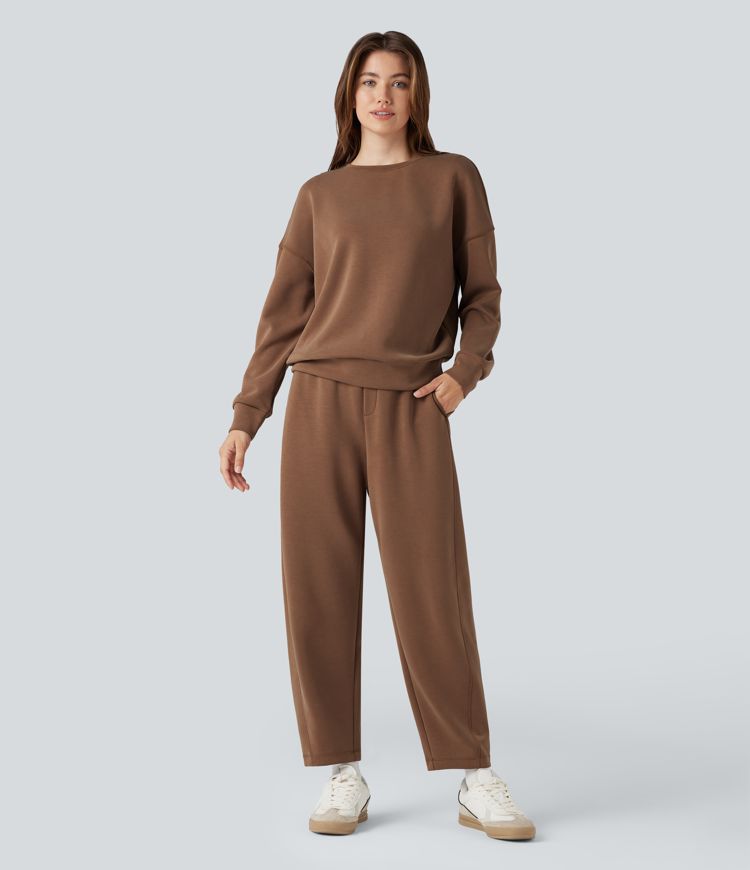 Pantalon décontracté SpacerTek™ taille haute, coupe relax large 7/8, avec poches