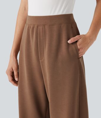 Pantalon décontracté SpacerTek™ taille haute, coupe relax large 7/8, avec poches