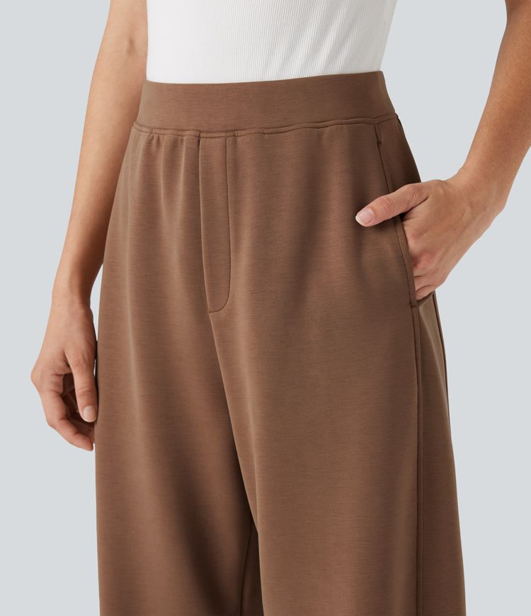 Pantalon décontracté SpacerTek™ taille haute, coupe relax large 7/8, avec poches