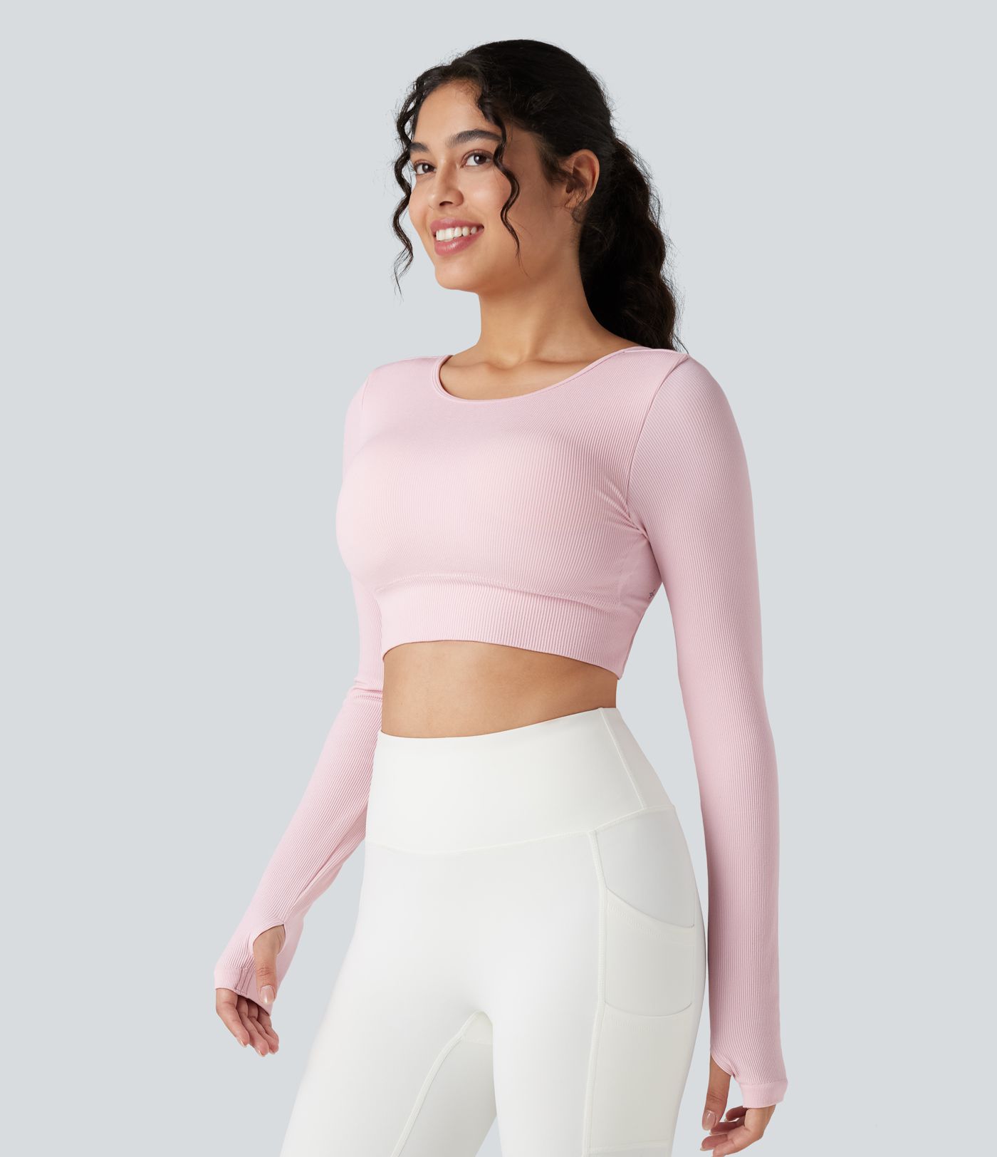 OneForm Seamless Flow Backless Long Sleeve Thumb Holes Yoga Sports Top