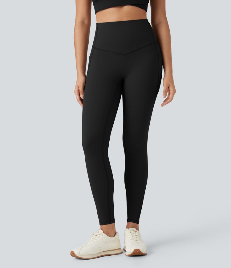 SoCinched High Waisted Tummy Control Fleece Yoga Leggings with Pockets