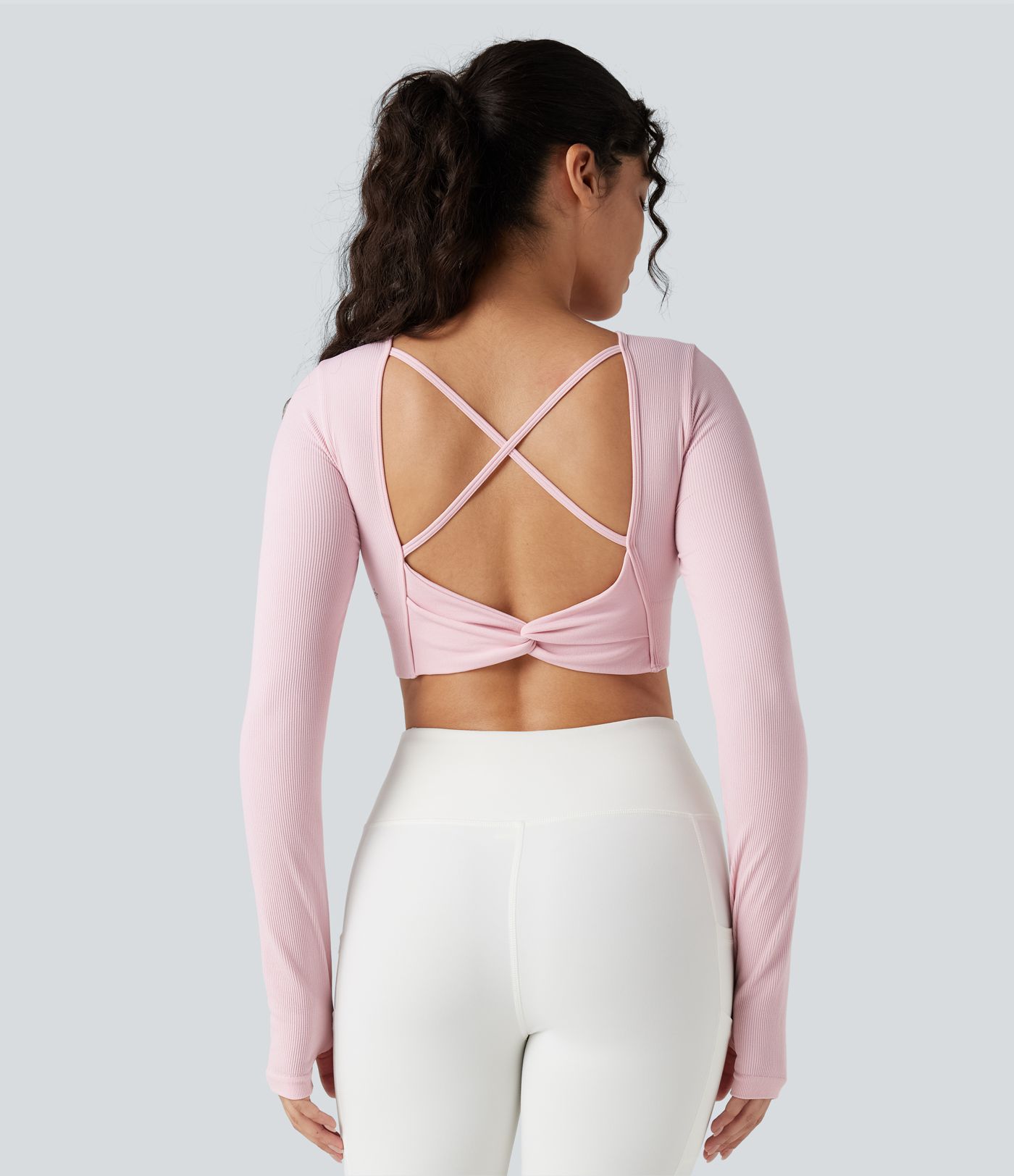 OneForm Seamless Flow Backless Long Sleeve Thumb Holes Yoga Sports Top