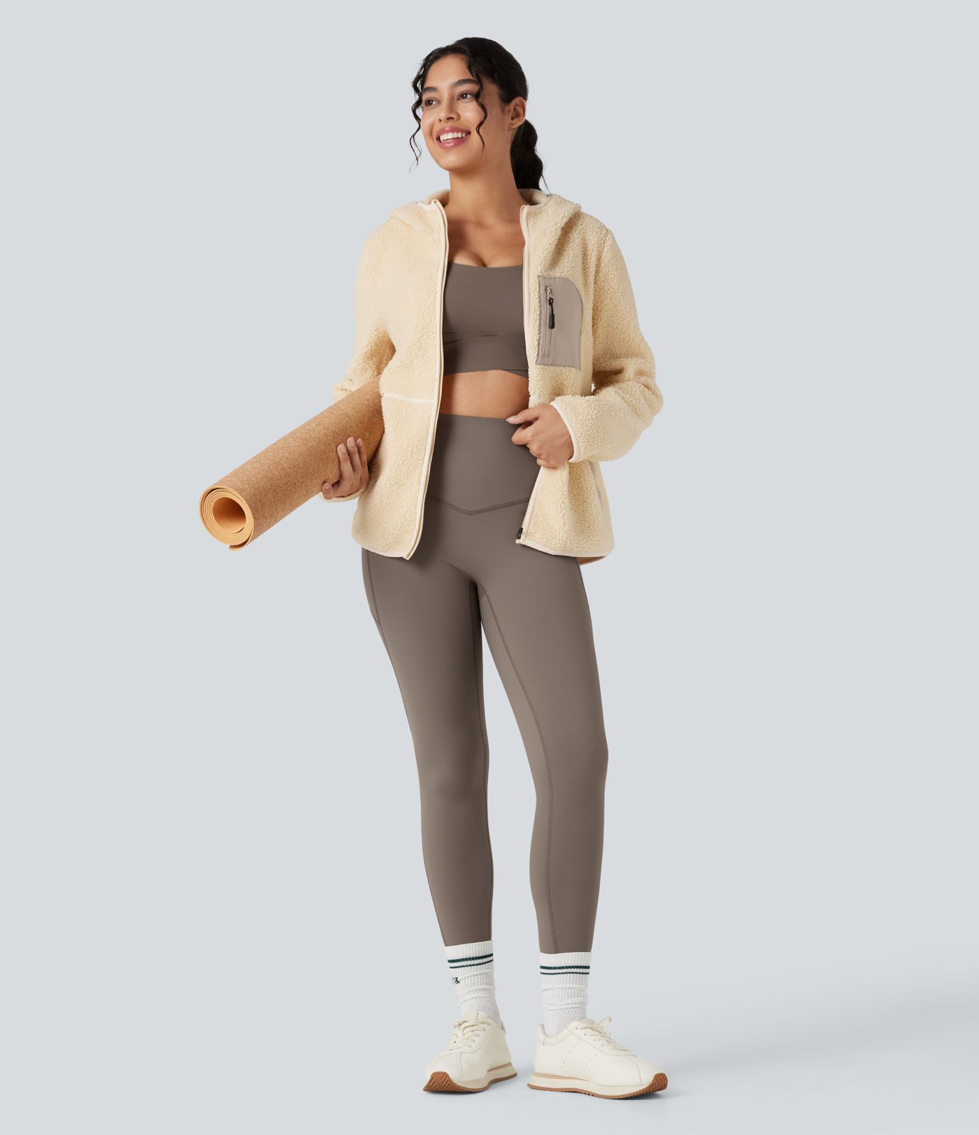 Halara Ultrasculpt™ Heat High Waisted Tummy Control Fleece Yoga Leggings with Pockets