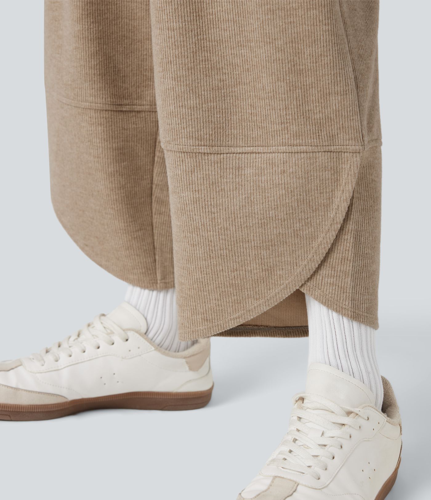 Pantalon de jogging 7/8 coupe décontractée ourlet asymétrique taille haute avec poches