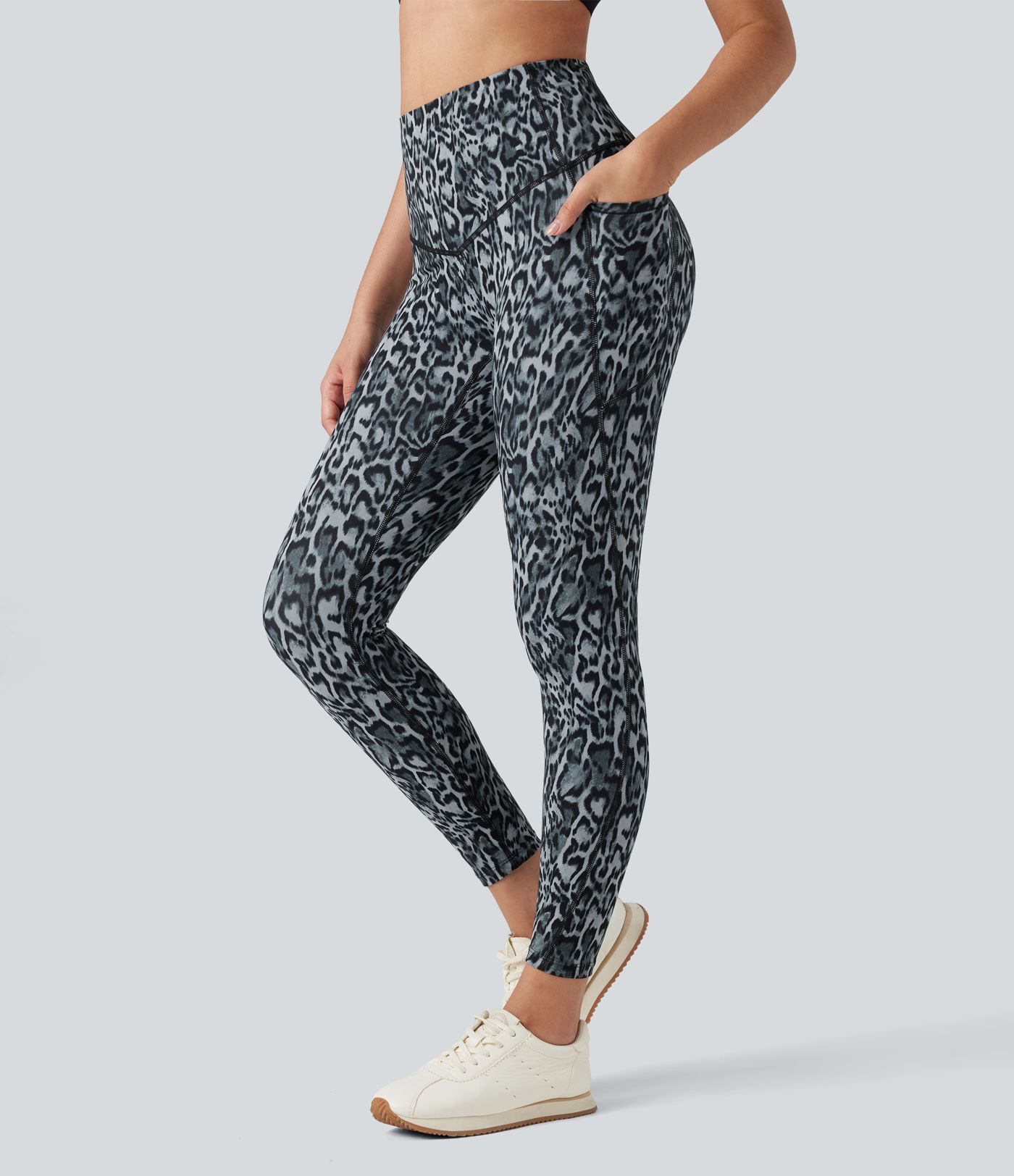 Halara UltraSculpt™ Leopard Print High Waisted Tummy Control Yoga Leggings with Pockets