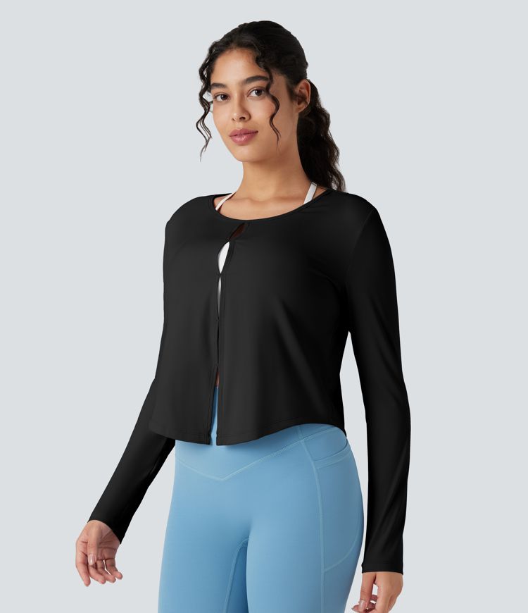 Top de sport running manches longues à découpes - Réversible devant et dos