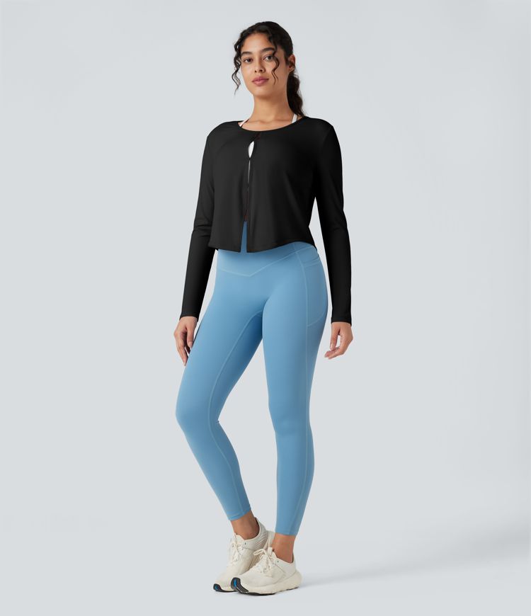 Top de sport running manches longues à découpes - Réversible devant et dos