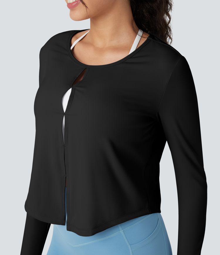 Top de sport running manches longues à découpes - Réversible devant et dos