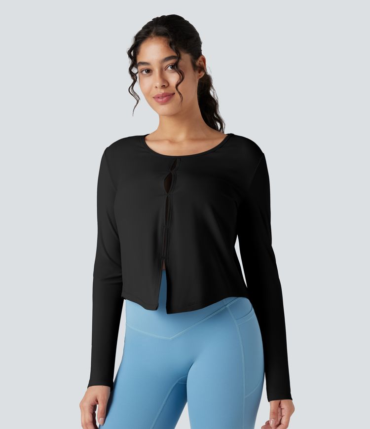 Top de sport running manches longues à découpes - Réversible devant et dos