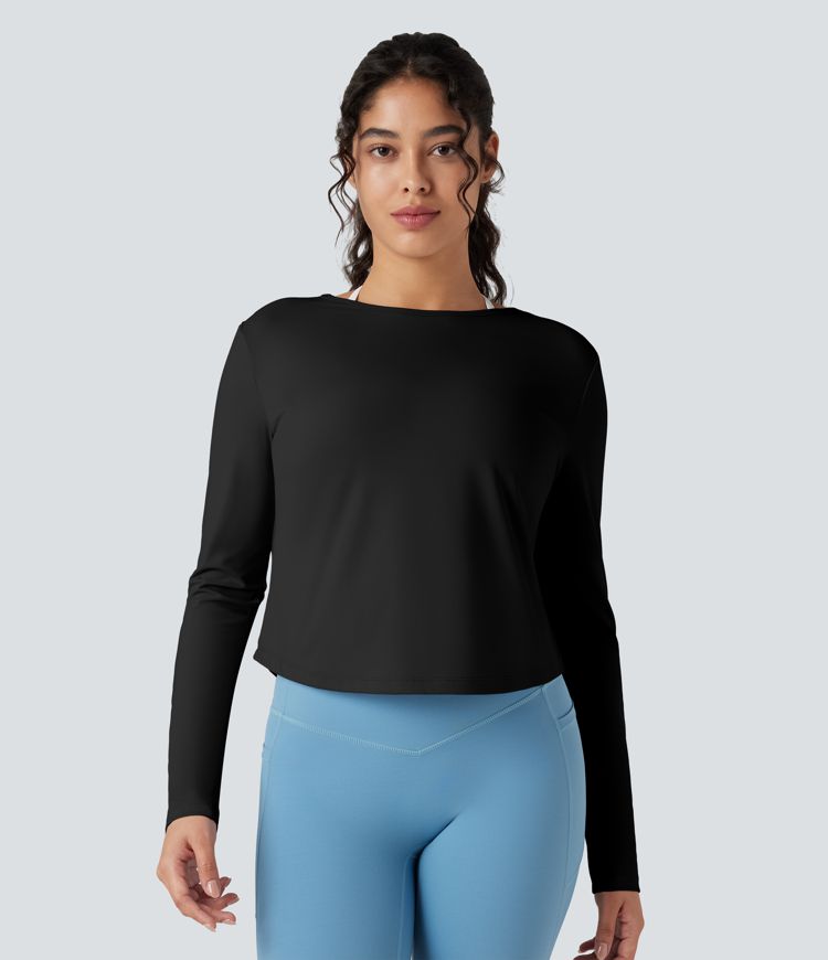 Top de sport running manches longues à découpes - Réversible devant et dos