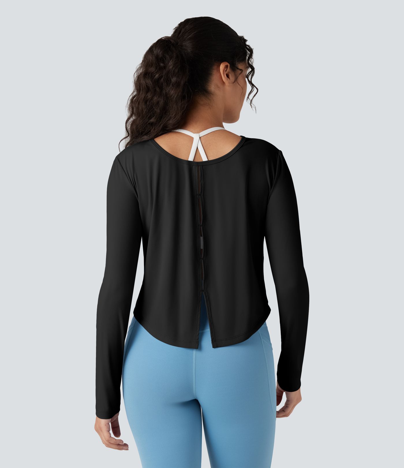 Top de sport running manches longues à découpes - Réversible devant et dos