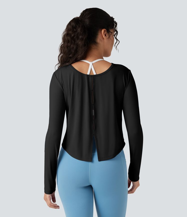 Top de sport running manches longues à découpes - Réversible devant et dos