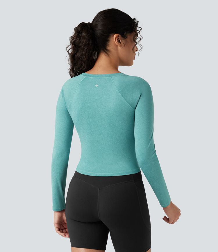 Round Neck Raglan Sleeve Yoga Sports Top