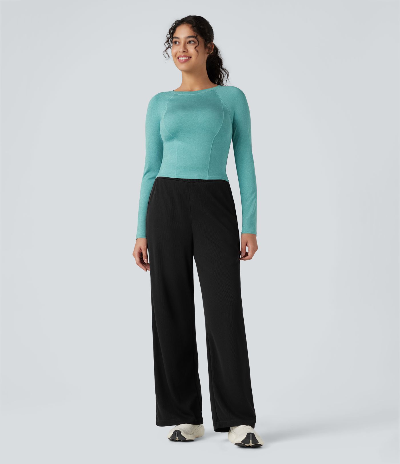 Round Neck Raglan Sleeve Yoga Sports Top