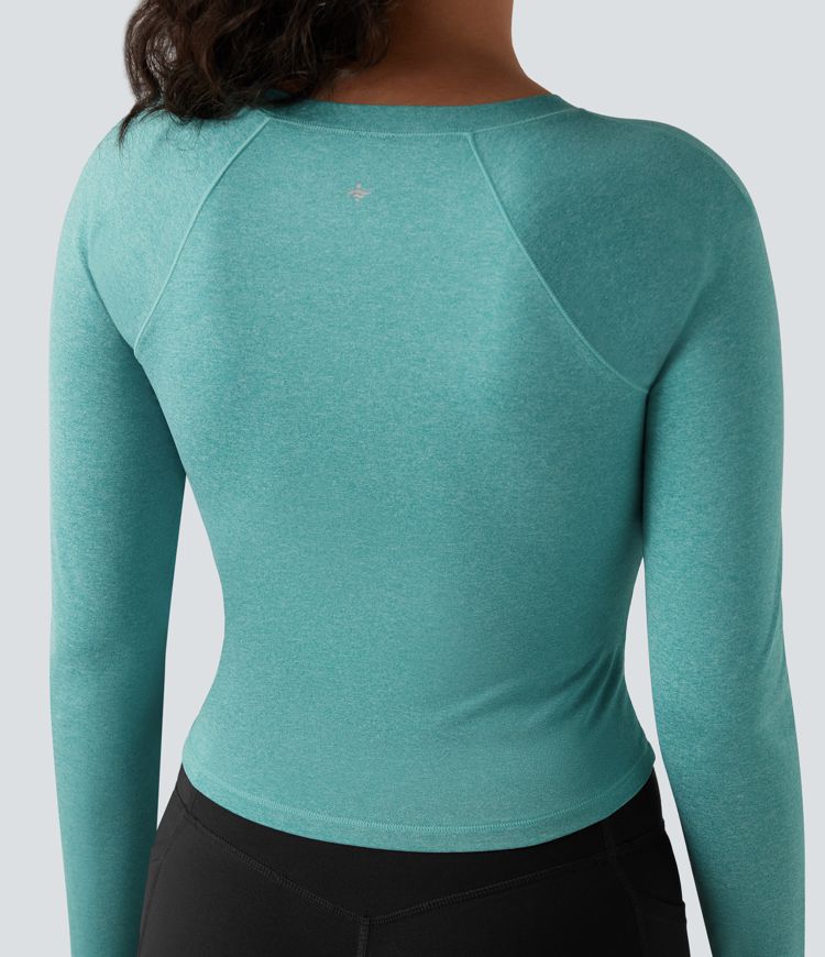 Round Neck Raglan Sleeve Yoga Sports Top
