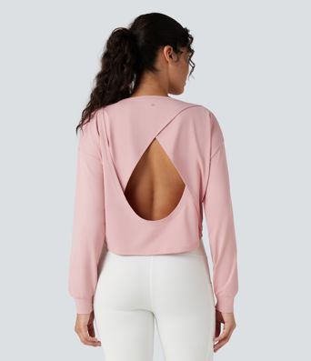 Backless Long Sleeve Workout Sports Top