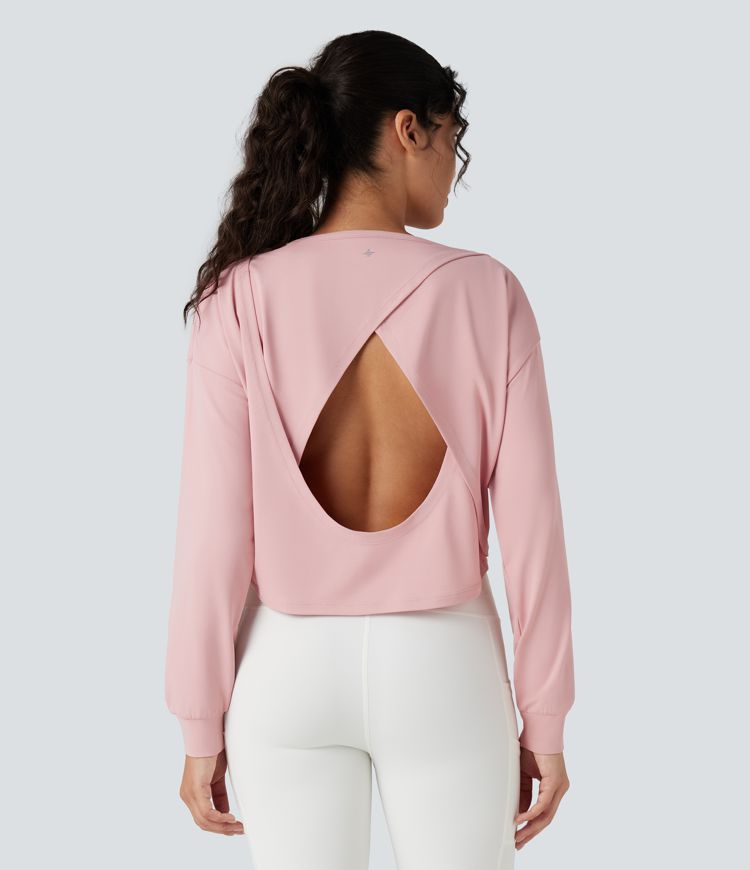 Backless Long Sleeve Workout Sports Top