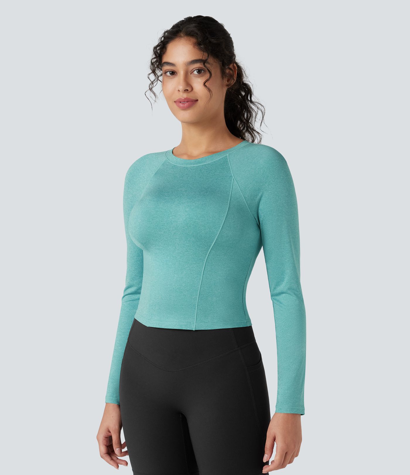 Round Neck Raglan Sleeve Yoga Sports Top