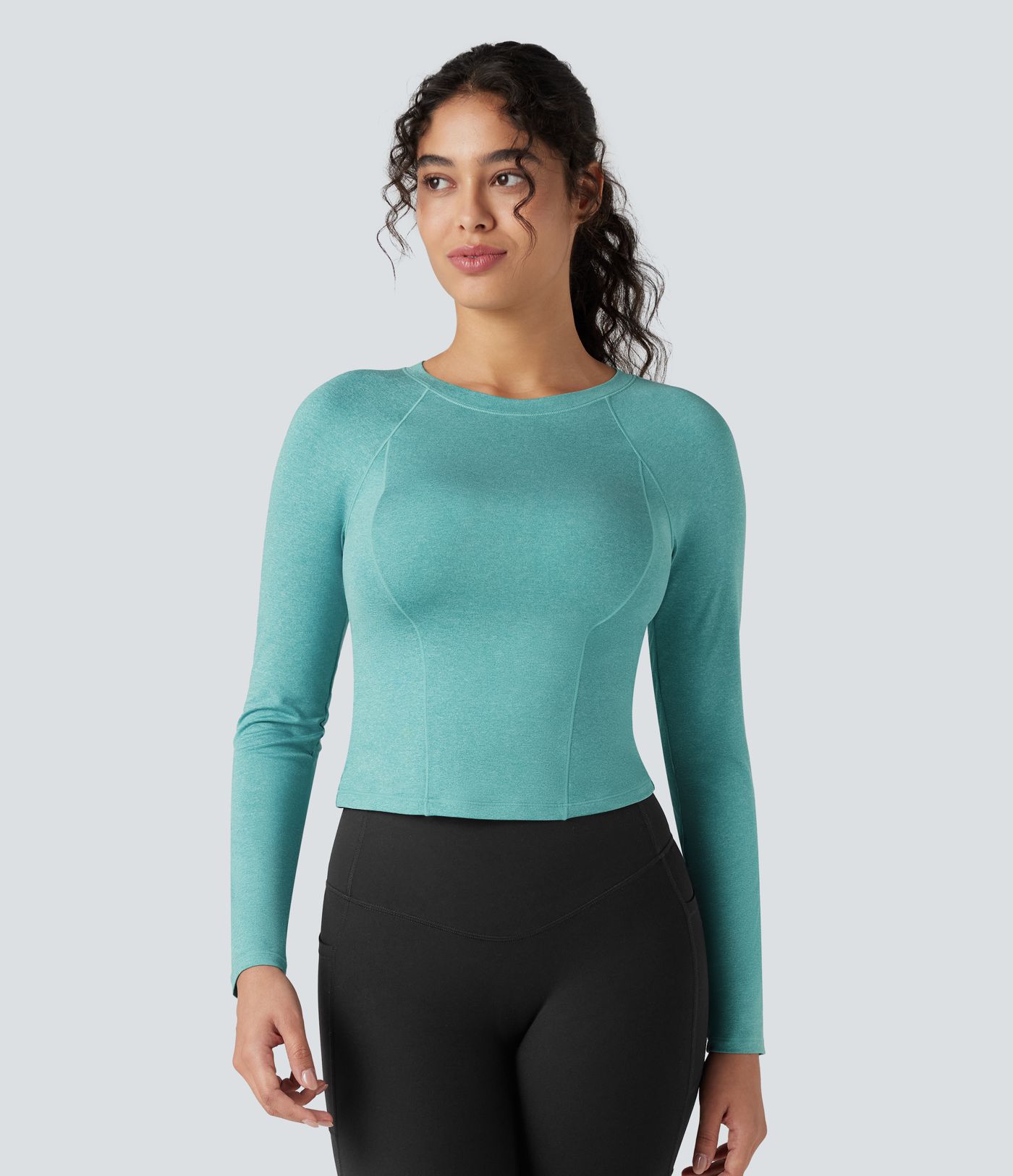 Round Neck Raglan Sleeve Yoga Sports Top