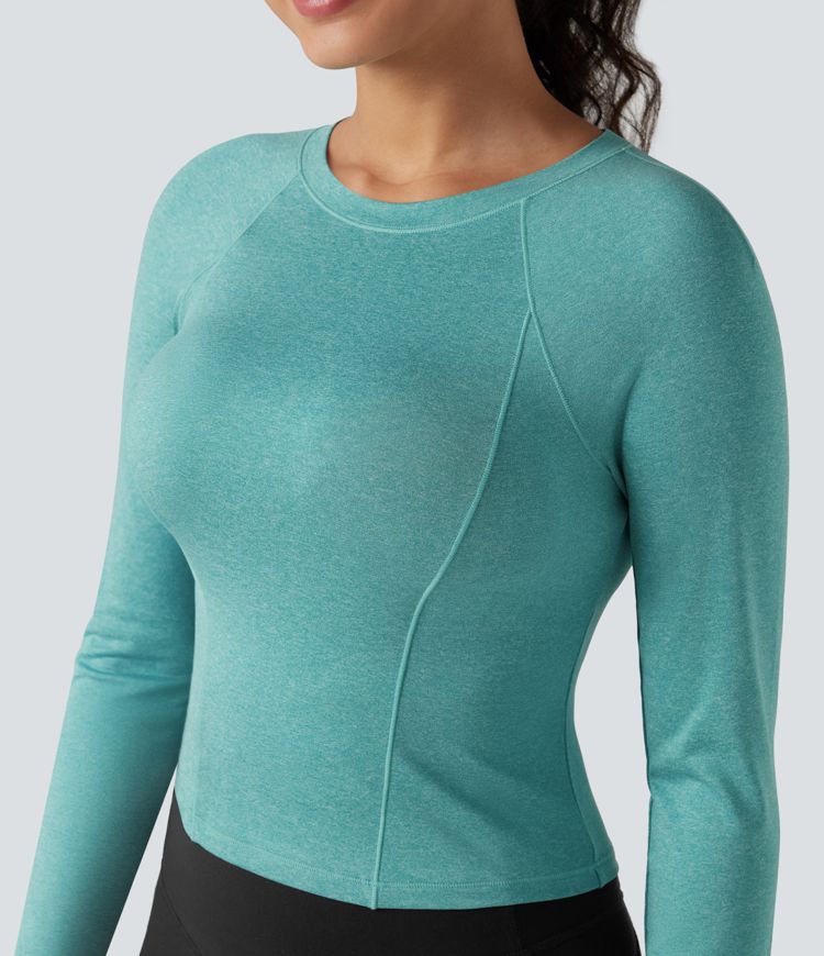 Round Neck Raglan Sleeve Yoga Sports Top