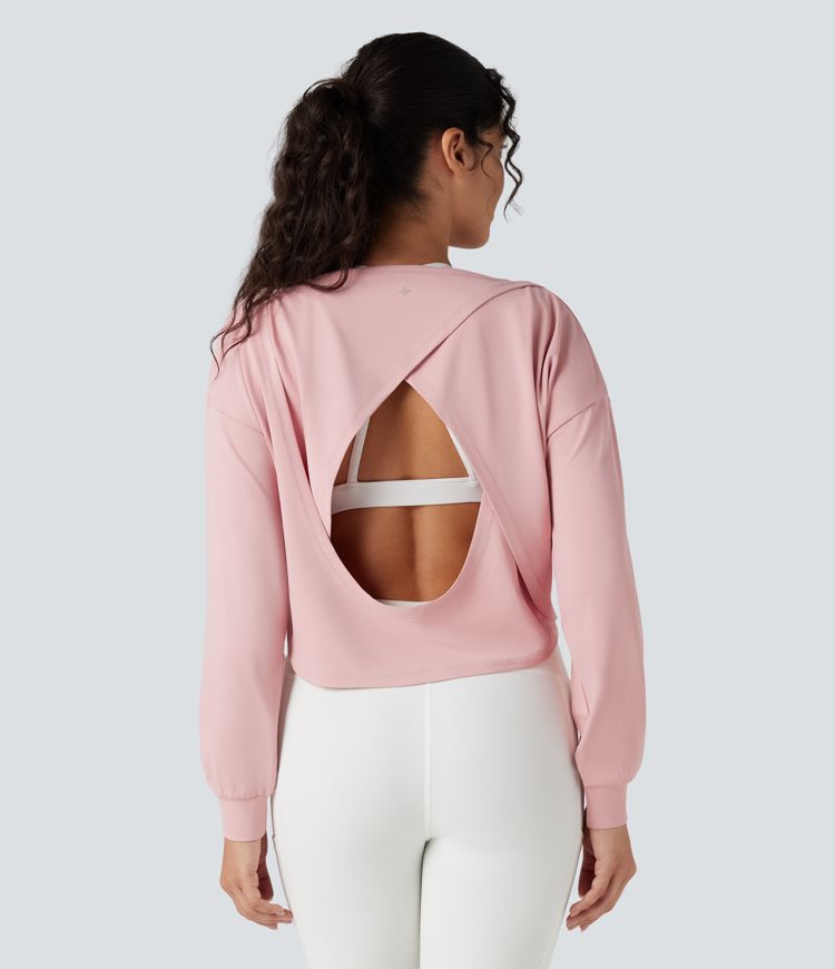 Backless Long Sleeve Workout Sports Top