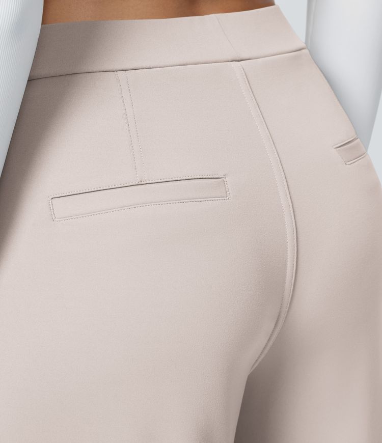 Halara Flex™ Pantalon Tailleur Taille Haute Plissé Poches Latérales Jambe Droite