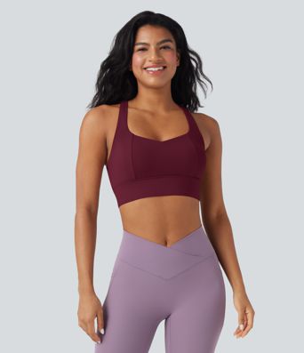 Light Support Racerback Crisscross Yoga Sports Bra A-C Cups