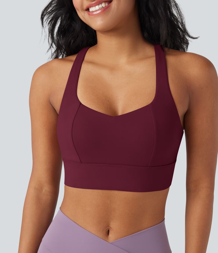 Light Support Racerback Crisscross Yoga Sports Bra A-C Cups