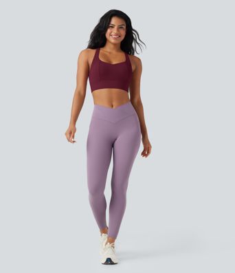 Light Support Racerback Crisscross Yoga Sports Bra A-C Cups