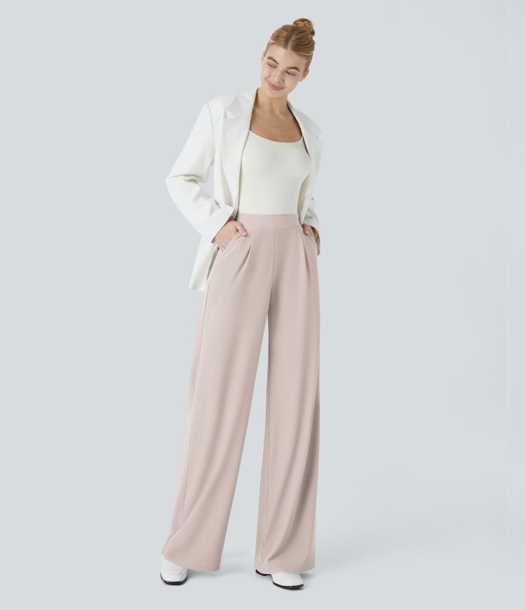 Halara Flex™ High Waisted Body Sculpt Waist-Slimming Pocket Wide Leg Micro Waffle Work Pants