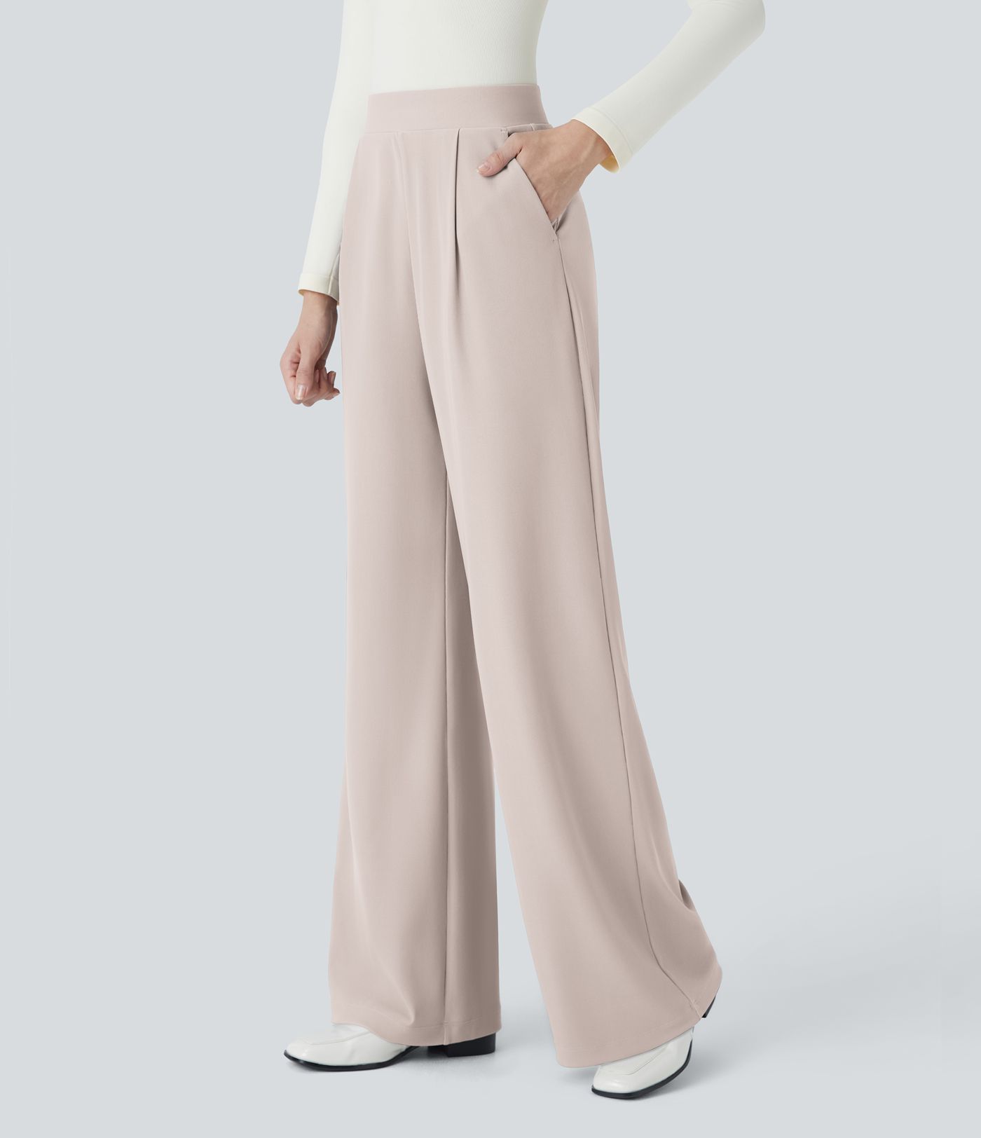 Halara Flex™ High Waisted Body Sculpt Waist-Slimming Pocket Wide Leg Micro Waffle Work Pants