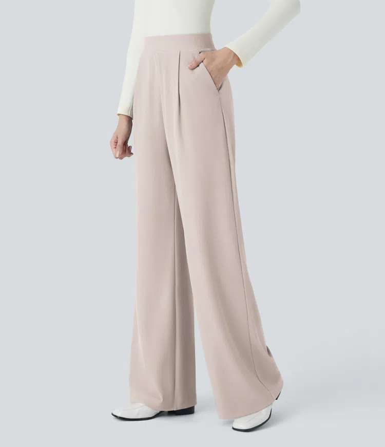 Halara Flex™ High Waisted Body Sculpt Waist-Slimming Pocket Wide Leg Micro Waffle Work Pants