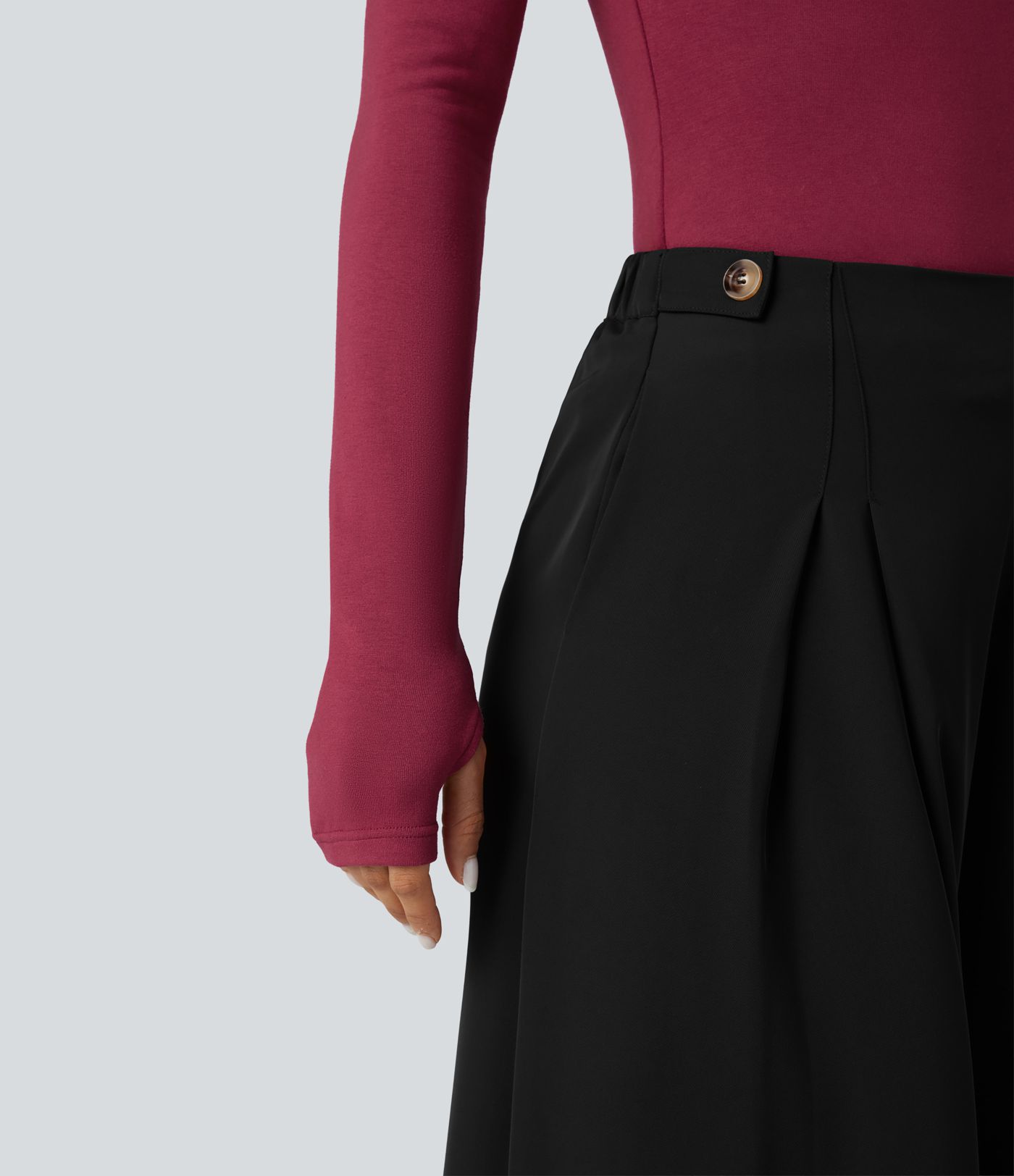 Square Neck Long Sleeve Slim Fit Work T-Shirt