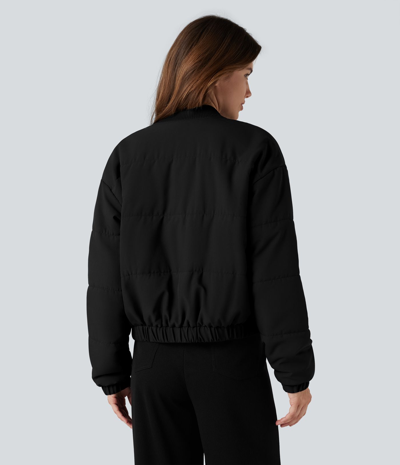 Full Zip Casual Bomber Padded Jacket with Pockets