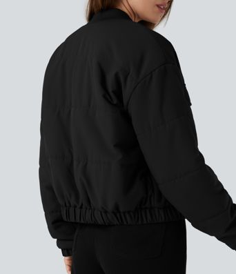 Full Zip Casual Bomber Padded Jacket with Pockets